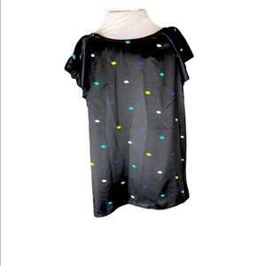 Apostophe size XL Navy with colorful diamonds Ruffle capped sleeves